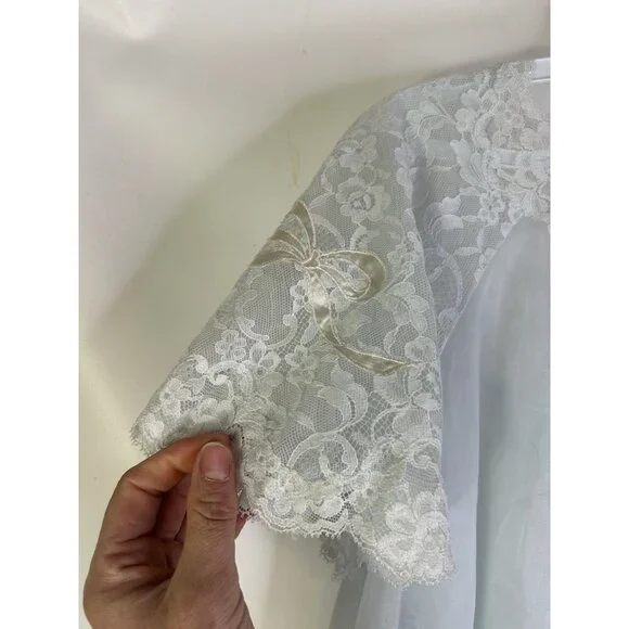 Vintage 60s Sheer Nylon Lace Full Sweep Negligee Pignoir USA - Picture 10 of 10